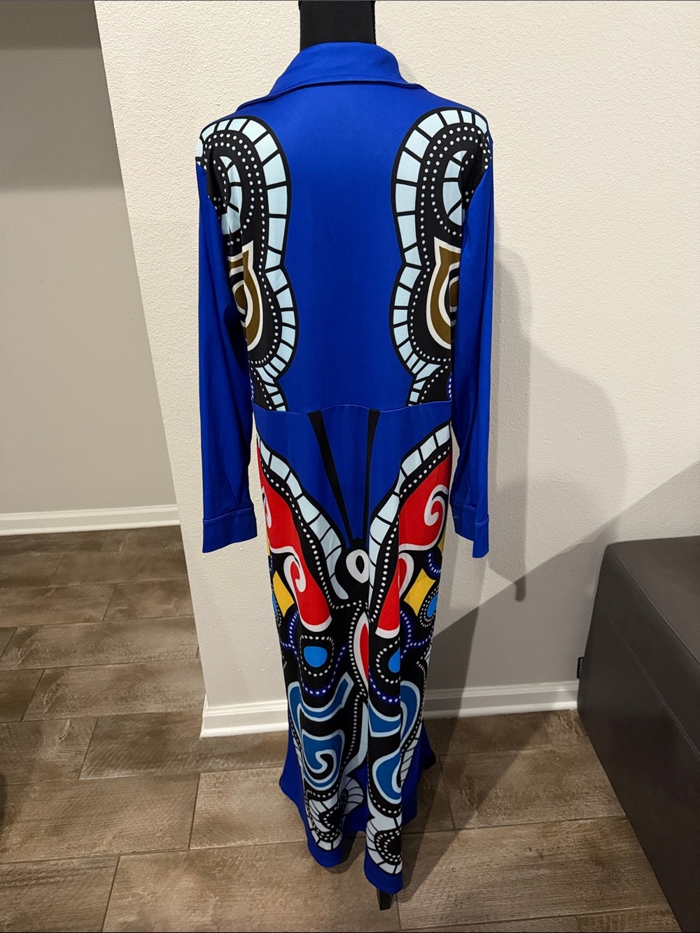 Vibrant Blue Abstract Print Button-Front Dress - Picture 3 of 4